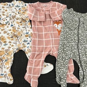 Carters Little Planet Just One You Footed Pajamas Inverted Zipper